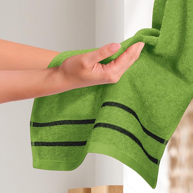 MyOwn Ultra Soft Cotton 6 -Piece Hand Towel Set 16x24 Inch, Ideal for use in Bathroom, Kitchen, Gym, Spa & General Cleaning, Compact & Lightweight Multi Purpose Hand Towels - Kiwi Green