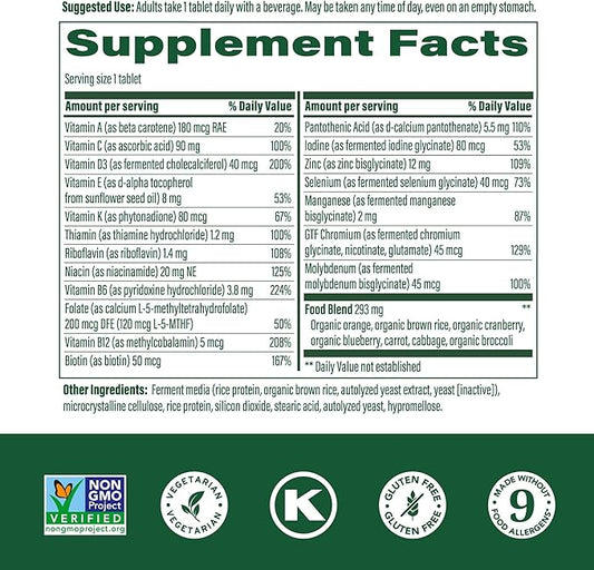 MegaFood Men's 55+ One Daily - Multivitamin for Men with Vitamin B12, C, D & Zinc - Optimal Aging & Immune Support Supplement - Vegetarian - Made Without 9 Food Allergens - 90 Tabs