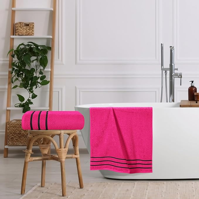 MyOwn Cotton 2 Pack Oversized Bath Towel Set 28x55 inches, Large Bath Towels, Ultra Absorbant Compact Quickdry & Lightweight Towel, Ideal for Gym Travel Camp Pool - Hot Pink, 71630