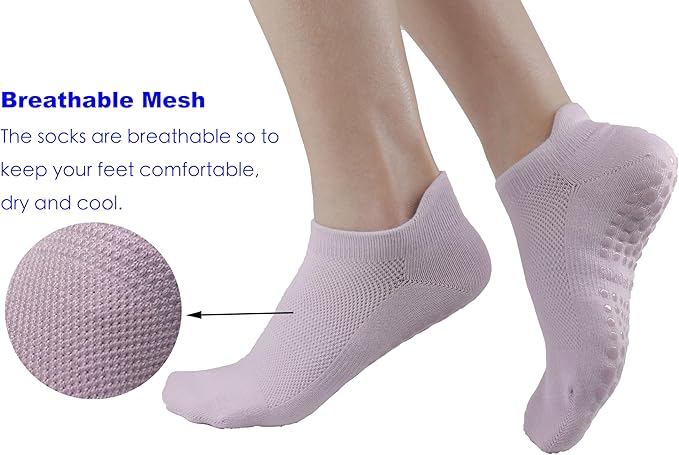 Tamlien Yoga & Pilates Grip Socks - Non-Slip, Barefoot, Pregnant-Friendly Crew Socks for Yoga, Barre & Sports