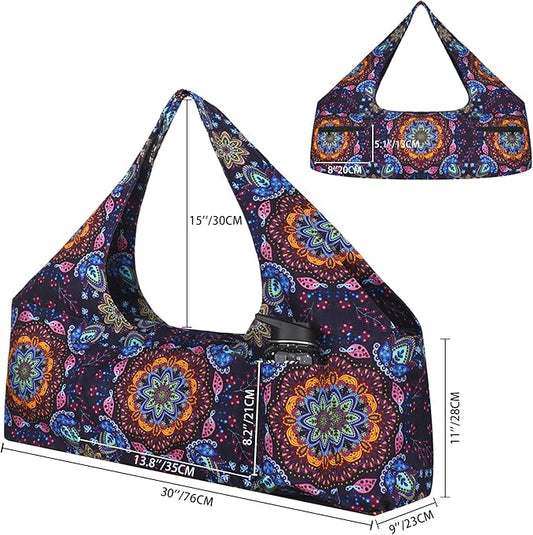 Large Yoga Mat Bag Yoga Bags and Carriers Fits All You Stuff Yoga Tote Bag with Yoga Mat Strap, Elastic Pockets and Zipper Pockets