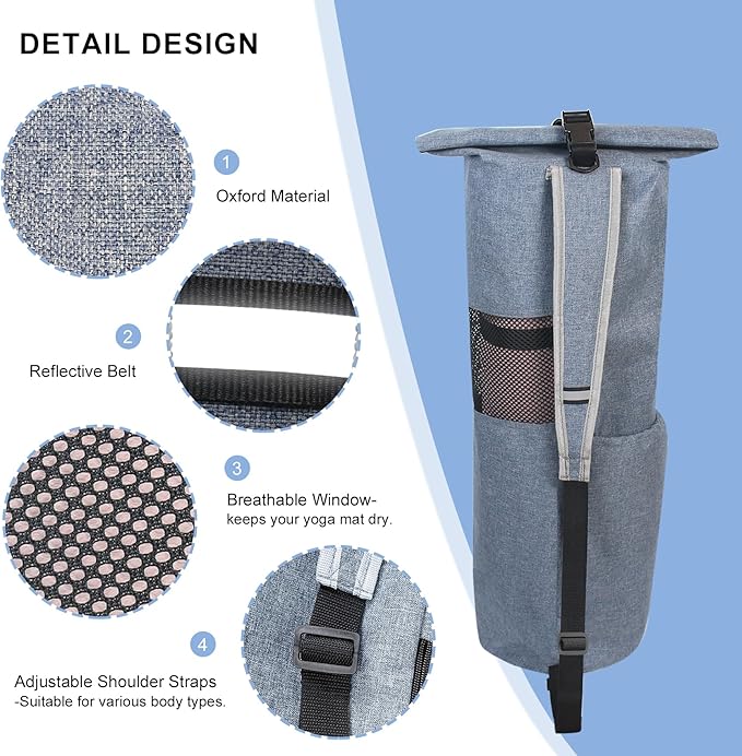Explore Land Oxford Yoga Mat Storage Bag with Breathable Mesh Window and Large Pockets