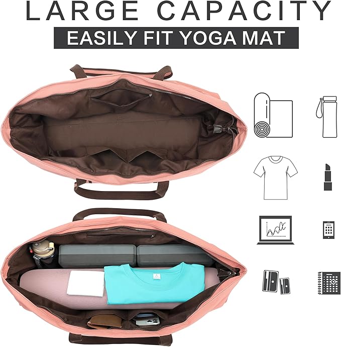 with Multi-Functional Storage Pockets Full-Zip Extra Large Yoga Mat Tote Bag Sports Gym Pilates Bag