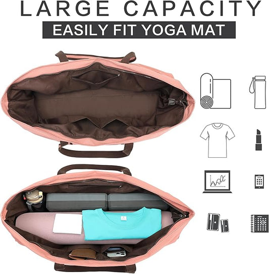 with Multi-Functional Storage Pockets Full-Zip Extra Large Yoga Mat Tote Bag Sports Gym Pilates Bag
