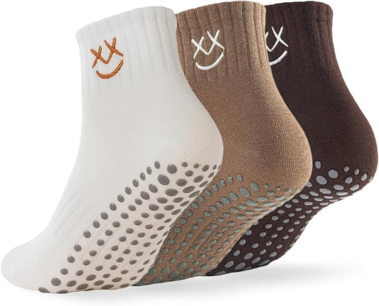 3/6 Pairs Cute Pilates Socks with Grips,Yoga Socks Barre Sock Non Slip Embroidery for Barre Ballet Workout