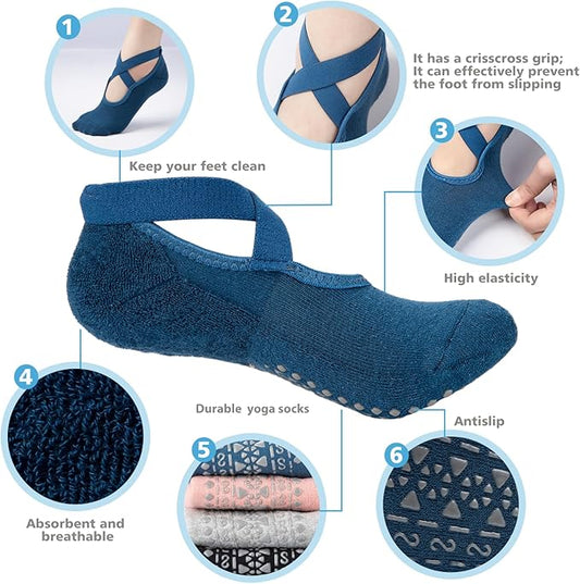 BKP Yoga Socks For Women,Non slip Grip Pilates Socks Suitable For Ballet,Plasticity,Dance,Home,Training