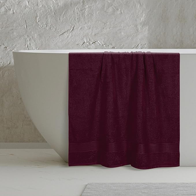Belizzi Home Cotton 2 Pack Oversized Bath Sheet 35x70, Large Bath Sheet, Ultra Soft, Absorbent, Compact, Eco-Friendly, Recyclable, Quick Drying and Lightweight Towel - Burgundy
