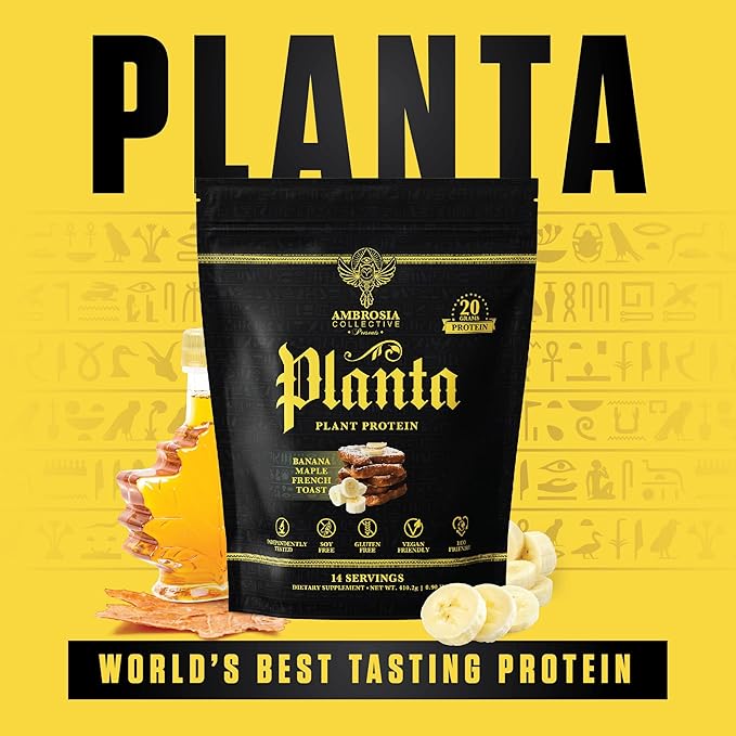 Ambrosia Planta - Premium Plant-Based Protein | Vegan & Keto Friendly | Gourmet Flavors with No Bloating or Stomach Upset | No Added Sugar | 14 Servings | (Banana Maple)