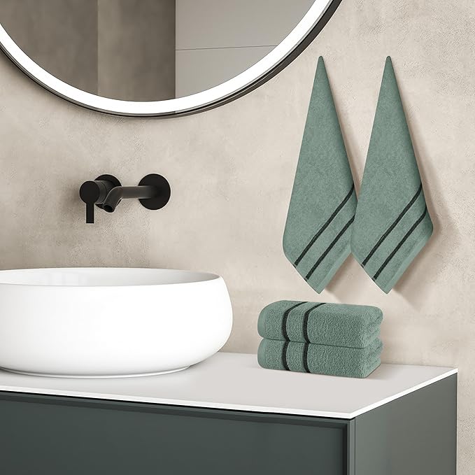 MyOwn Ultra Soft Cotton 6 -Piece Hand Towel Set 16x24 Inch, Ideal for use in Bathroom, Kitchen, Gym, Spa & General Cleaning, Compact & Lightweight Multi Purpose Hand Towels - Jade