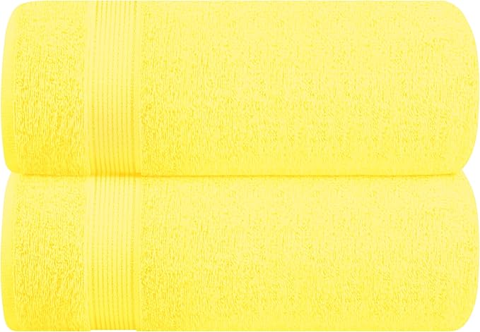 Belizzi Home Cotton 2 Pack Oversized Bath Sheet 35x70, Large Bath Sheet, Ultra Soft, Absorbent, Compact, Eco-Friendly, Recyclable, Quick Drying and Lightweight Towel - Lime Yellow