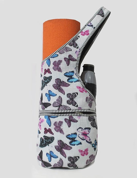 INDIAN CRAFT CASTLE Yoga Mat Bag | Tote Mat Bag | Sling Yoga Tote w/Large Side Pocket & Zipper Pocket | Yoga Mat Carrier Fits Most Size Mats