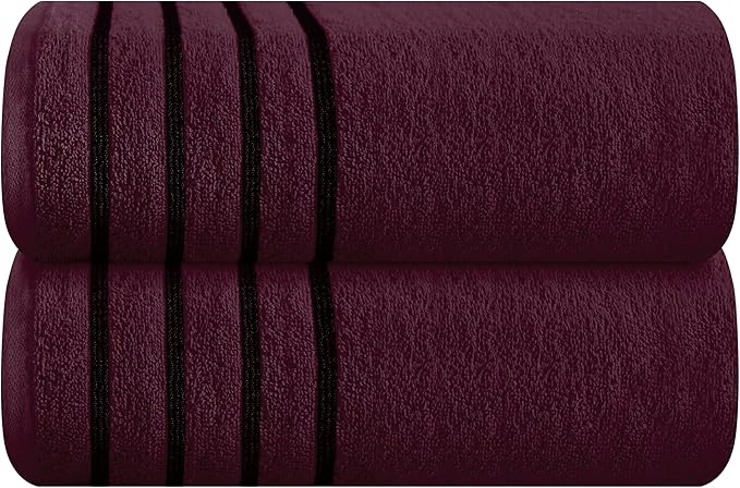 MyOwn Cotton 2 Pack Oversized Bath Sheet 35 x 70, Large Bath Sheet, Ultra Absorbent, Compact, Eco-Friendly and 100% Recyclable, Quick Drying and Lightweight Towel - Burgundy Red