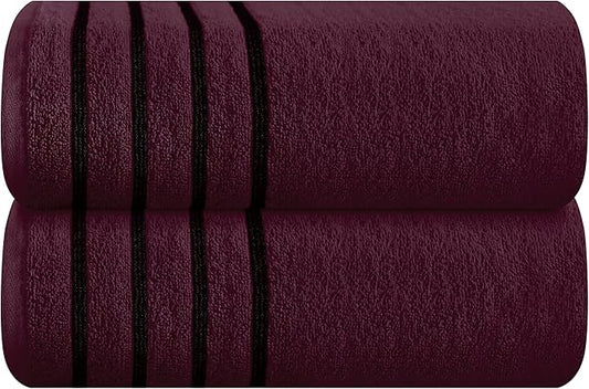 MyOwn Cotton 2 Pack Oversized Bath Sheet 35 x 70, Large Bath Sheet, Ultra Absorbent, Compact, Eco-Friendly and 100% Recyclable, Quick Drying and Lightweight Towel - Burgundy Red