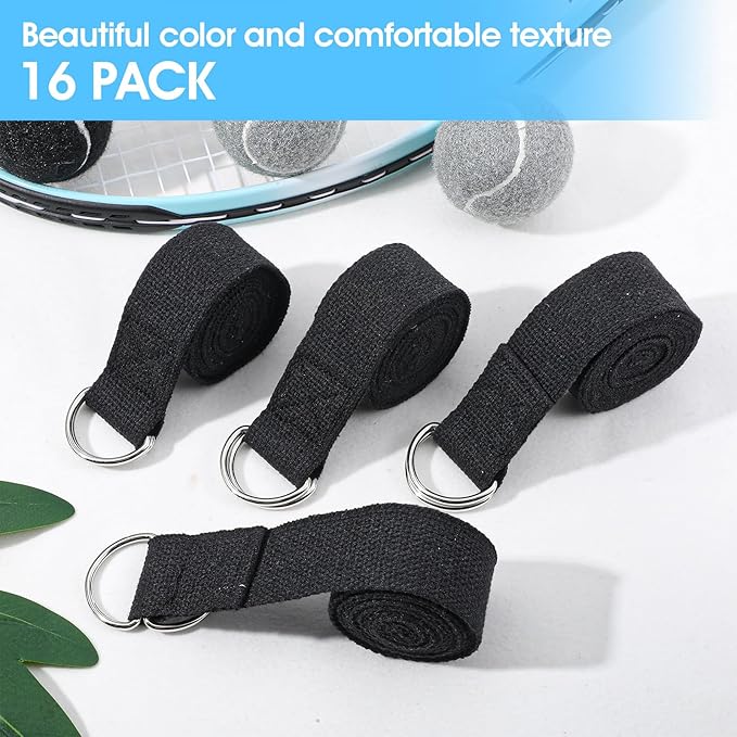 16 Pcs Yoga Strap for Stretching Bulk 6ft Exercise Stretch Band with Metal D Ring Adjustable Pilates Non Elastic Yoga Stretch Belt for Women Men Physical Fitness Gym Workout Dance