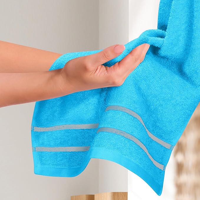 MyOwn Ultra Soft Cotton 6 -Piece Hand Towel Set 16x24 Inch, Ideal for use in Bathroom, Kitchen, Gym, Spa & General Cleaning, Compact & Lightweight Multi Purpose Hand Towels - Turquoise Blue