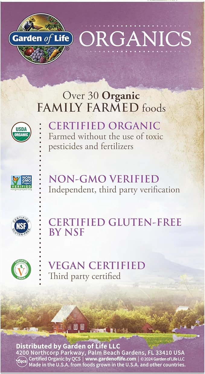Garden of Life Organics Multivitamin for Women - Women's Once Daily Multi - Whole Food Multi with Iron, Biotin, Vegan Organic Womens Multivitamin for Health, Energy Hair Skin and Nails, 30 Tablets