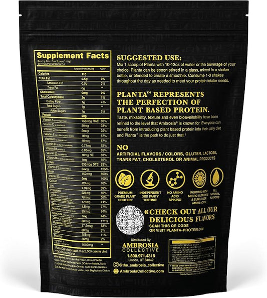 Ambrosia Planta - Premium Plant-Based Protein | Vegan & Keto Friendly | Gourmet Flavors with No Bloating or Stomach Upset | No Added Sugar | 14 Servings | (Melted Chocolate)
