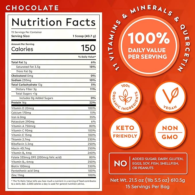 Veeg All-in-One Protein Smoothie Powder – Vegan Protein, Organic Greens, MCT, Probiotics & Multivitamin. Simplified Daily Nutrition for Strength, Energy, Vitality & Gut Health.15 Servings (Chocolate)