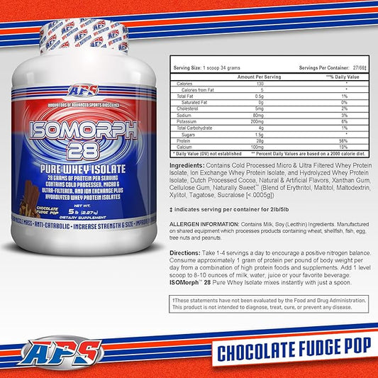 APS Nutrition Isomorph 28 Protein Powder | Pure Whey Isolate | Cold Pressed, Ultra- Filtered, & Ion Exchange Isolates | 28g Protein | 5 Pound (Chocolate Fudge Pop)