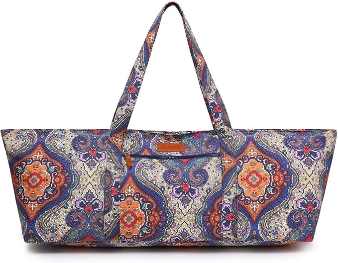 Large Yoga Mat Bag for Women Men, Travel Gym Bag for Pilates Office Beach Workout, Yoga Mat Tote Carrier with Mat Strap for 1/4" 1/2" Thick Exercise Yoga Mat