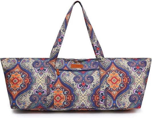 Large Yoga Mat Bag for Women Men, Travel Gym Bag for Pilates Office Beach Workout, Yoga Mat Tote Carrier with Mat Strap for 1/4" 1/2" Thick Exercise Yoga Mat