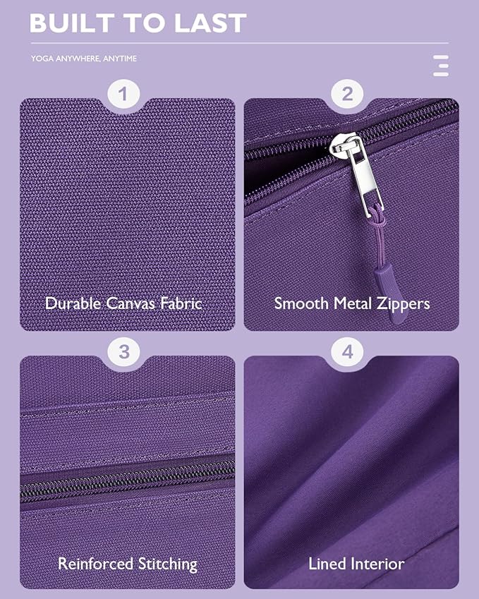 Gonex Yoga Mat Bag, Extra Large Canvas Gym Bag with Waterproof Pocket Metal Zipper, Fits Mat & Blocks, Stylish Yoga Mat Carrier for Women, Ideal for Yoga, Pilates, Workout, Travel