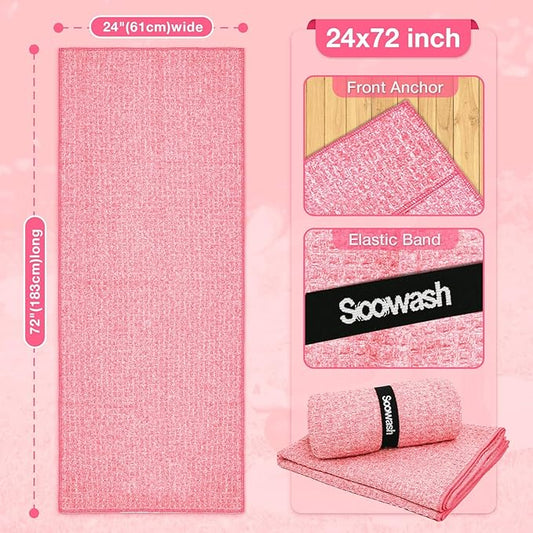 2 Pack Hot Yoga Towel, Yoga Mat Towels Non Slip for Hot Yoga with Strap, Microfiber Yoga Accessories, Soft Absorbent Quick Dry, Pilates Exercise Fitness 24" X 72" Red