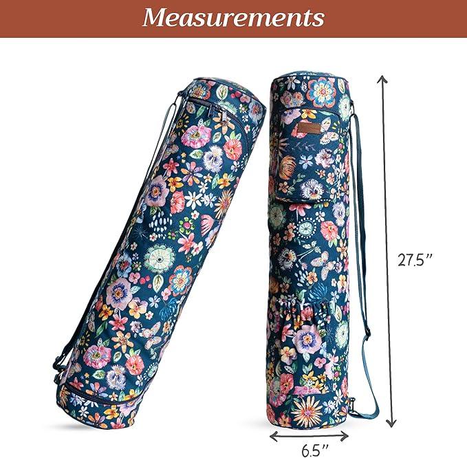 Maison d' Hermine Yoga Mat bag, Cylindrical bag for Woman&Men, yoga mat Bag &Adjustable shoulder straps Yoga Mat Carrier Bag with Drawstring Water Bottle Pocket and zipper pocket