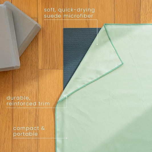 S&T INC. Yoga Mat Towel, Quick Dry Towel, Soft and Absorbent for Gym, Pilates, and Hot Yoga Mat, 2 Pack, 26.5 inches x 72 inches, Microfiber, Blue & Sage Green