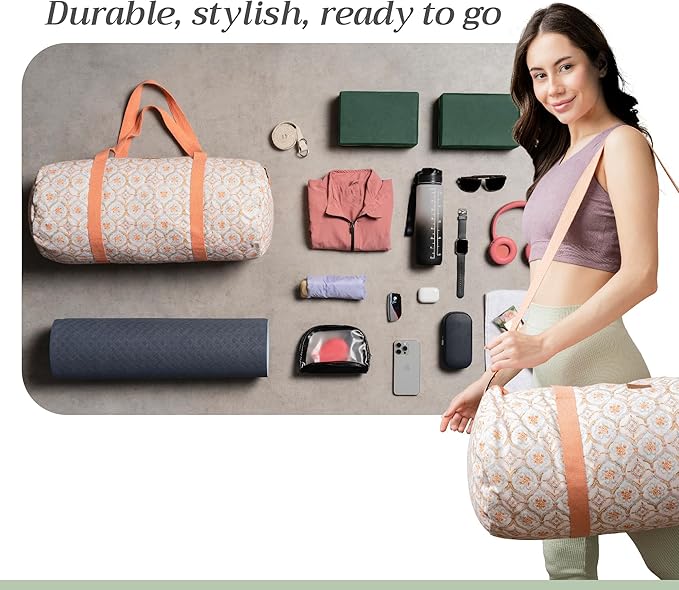 Maison d' Hermine Yoga Mat bag, Cylindrical bag for Woman&Men, yoga mat Bag &Adjustable shoulder straps Yoga Mat Carrier Bag with Drawstring Water Bottle Pocket and zipper pocket