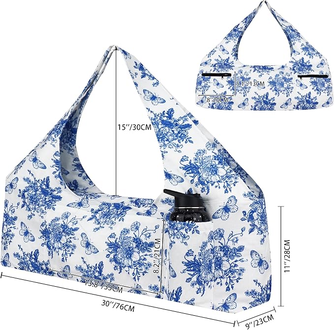 Large Yoga Mat Bag Yoga Bags and Carriers Fits All You Stuff Yoga Tote Bag with Yoga Mat Strap, Elastic Pockets and Zipper Pockets
