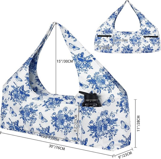 Large Yoga Mat Bag Yoga Bags and Carriers Fits All You Stuff Yoga Tote Bag with Yoga Mat Strap, Elastic Pockets and Zipper Pockets