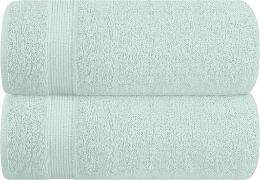 Belizzi Home Cotton 2 Pack Oversized Bath Sheet 35x70, Large Bath Sheet, Ultra Soft, Absorbent, Compact, Eco-Friendly, Recyclable, Quick Drying and Lightweight Towel - SEA Green
