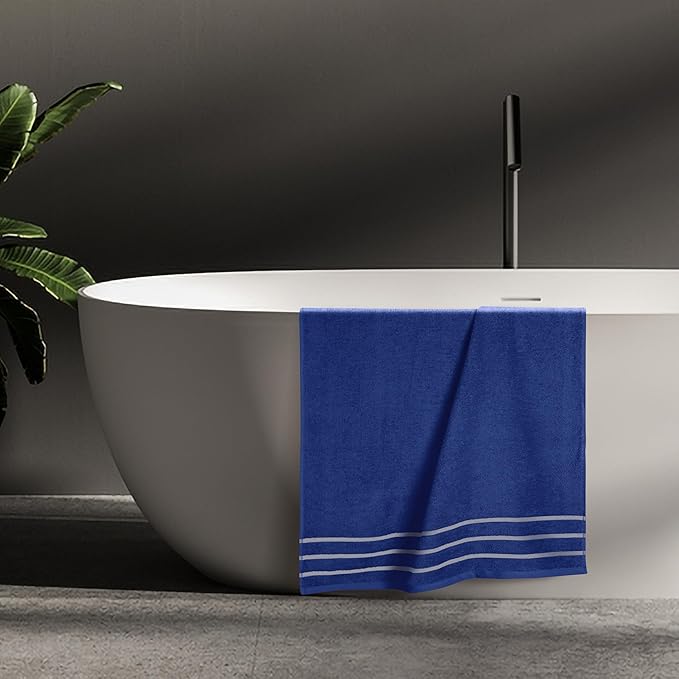 MyOwn Ultra Soft 4 Pack Oversized Bath Towel Set 27x54 inches, 100% Cotton Bath Towels, Highly Absorbant Compact Quickdry & Lightweight Towel, Ideal for Gym Travel Camp Pool - Navy Blue