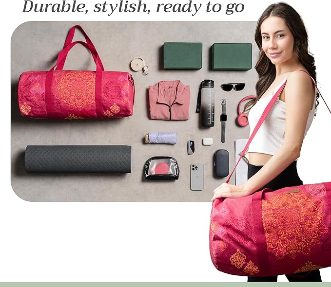 Maison d' Hermine Yoga Mat bag, Cylindrical bag for Woman&Men, yoga mat Bag &Adjustable shoulder straps Yoga Mat Carrier Bag with Drawstring Water Bottle Pocket and zipper pocket
