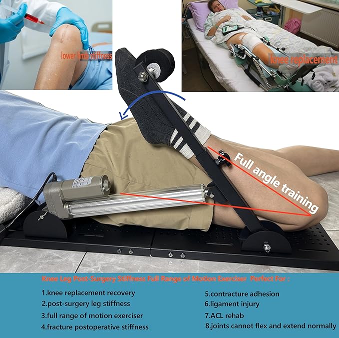 Electric Prone Knee Exerciser with Smart Remote Control for Knee Replacement Recovery Aids Kit Knee Therapy Exercise Strengthening Equipment for ACL PCL MCL,Gender-Neutral(Left/Right Leg Compatible)