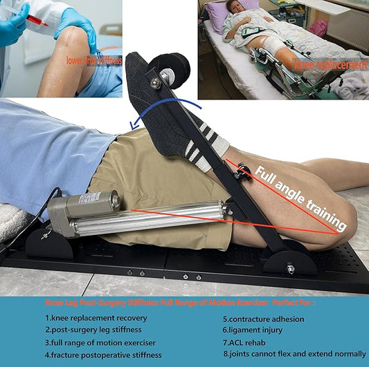 Electric Prone Knee Exerciser with Smart Remote Control for Knee Replacement Recovery Aids Kit Knee Therapy Exercise Strengthening Equipment for ACL PCL MCL,Gender-Neutral(Left/Right Leg Compatible)