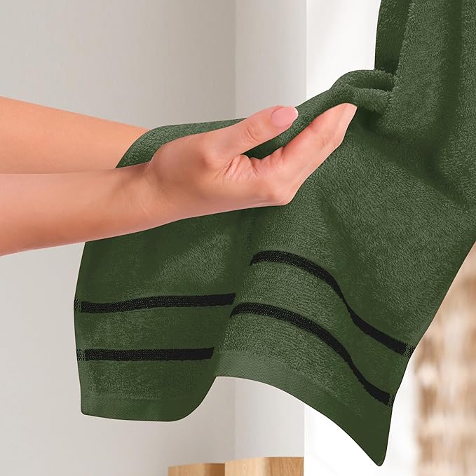 MyOwn Ultra Soft Cotton 6 -Piece Hand Towel Set 16x24 Inch, Ideal for use in Bathroom, Kitchen, Gym, Spa & General Cleaning, Compact & Lightweight Multi Purpose Hand Towels - Olive Green