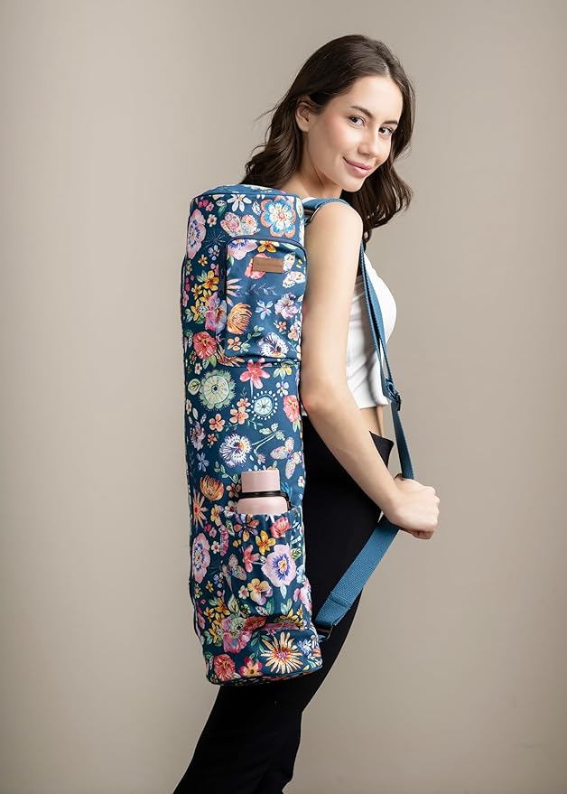Maison d' Hermine Yoga Mat bag, Cylindrical bag for Woman&Men, yoga mat Bag &Adjustable shoulder straps Yoga Mat Carrier Bag with Drawstring Water Bottle Pocket and zipper pocket