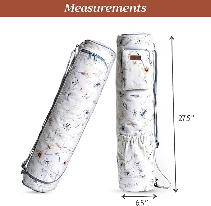Maison d' Hermine Yoga Mat bag, Cylindrical bag for Woman&Men, yoga mat Bag &Adjustable shoulder straps Yoga Mat Carrier Bag with Drawstring Water Bottle Pocket and zipper pocket
