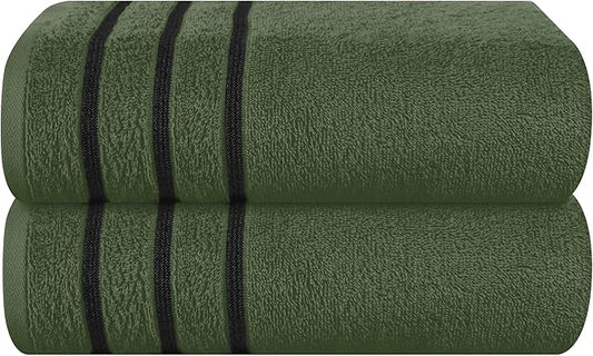 MyOwn Cotton 2 Pack Oversized Bath Towel Set 28x55 inches, Large Bath Towels, Ultra Absorbant Compact Quickdry & Lightweight Towel, Ideal for Gym Travel Camp Pool - Olive Green, 71633