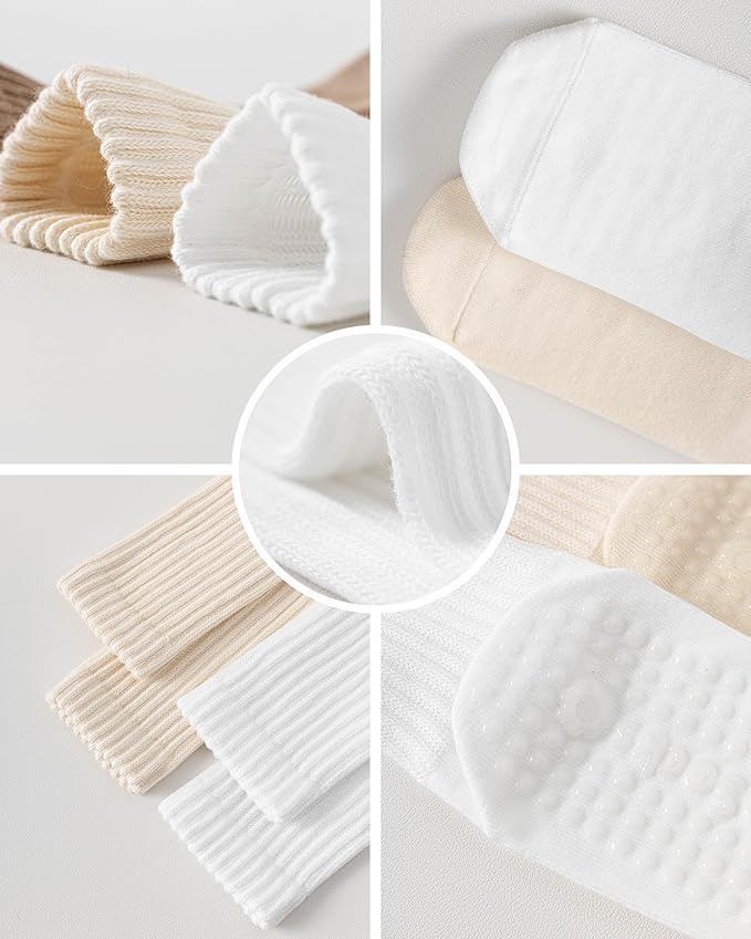 3 Pairs Pilates Socks with Grips for Women Yoga Slouch Grippy Socks for Barre Workout Hospital