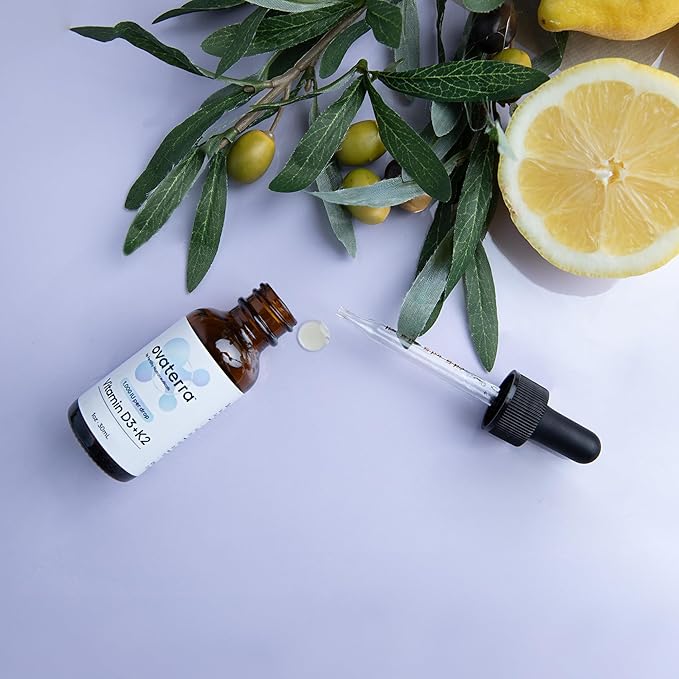 Vitamin D3 & K2 Liquid Drop Supplement 1,000 IU Vitamin D3 (Cholecalciferol) with Natural Lemon Flavor That Supports Bone, Immune & Wellness Health 600 Drops - 10 Month Supply
