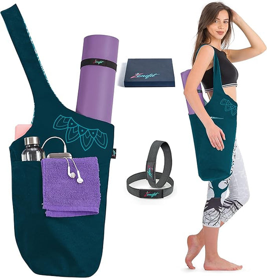 Yoga Mat Bag – Versatile Yoga Bag with Mat Straps & Storage Pockets, Holds Yoga & Pilates Mats, Lightweight & Durable