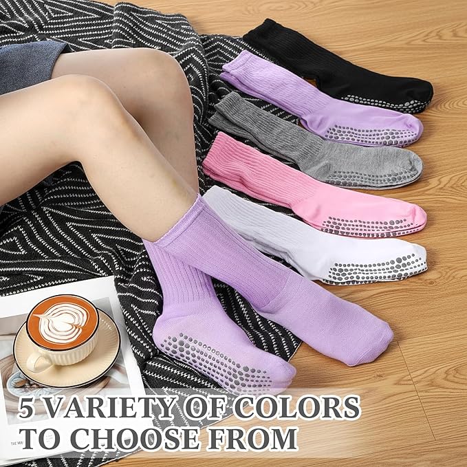 30 Pairs Pilates Socks with Grips Yoga Socks Non Slip Anti Skid Long Ankle Crew Sock Barre for Women Dance Hospital