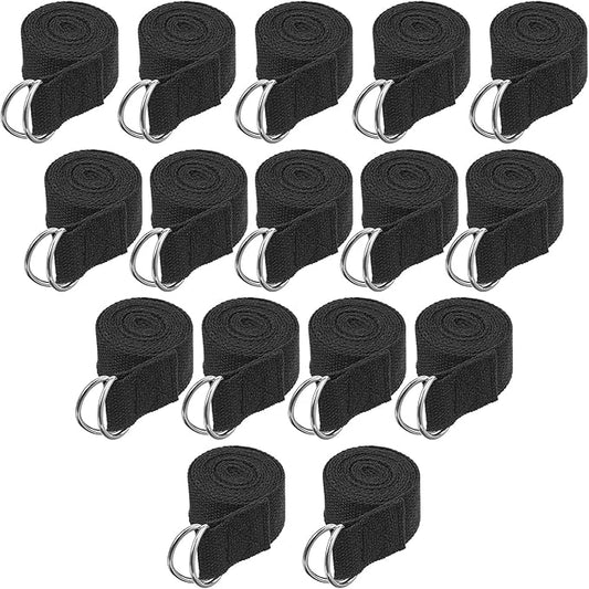 16 Pcs Yoga Strap for Stretching Bulk 6ft Exercise Stretch Band with Metal D Ring Adjustable Pilates Non Elastic Yoga Stretch Belt for Women Men Physical Fitness Gym Workout Dance