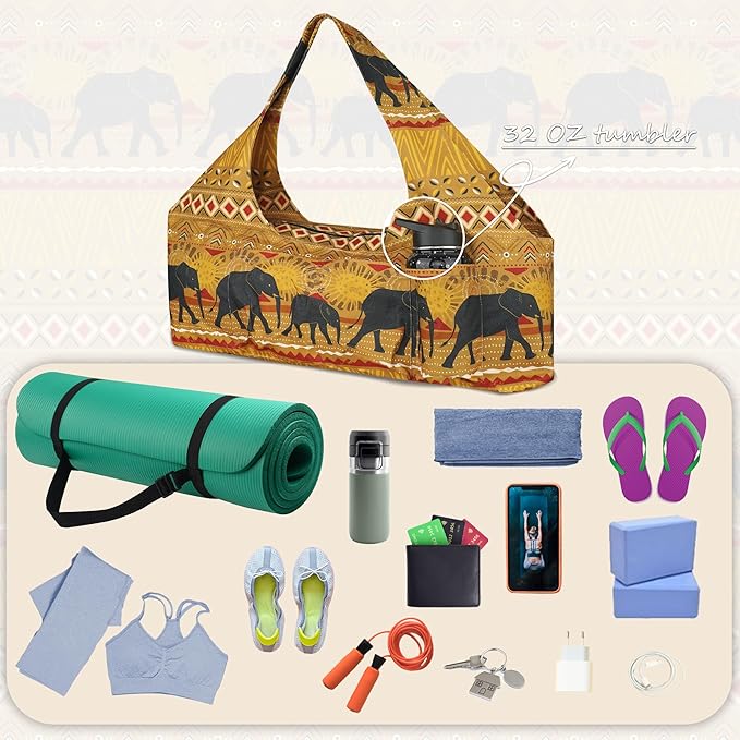 Large Yoga Mat Bag Yoga Bags and Carriers Fits All You Stuff Yoga Tote Bag with Yoga Mat Strap, Elastic Pockets and Zipper Pockets