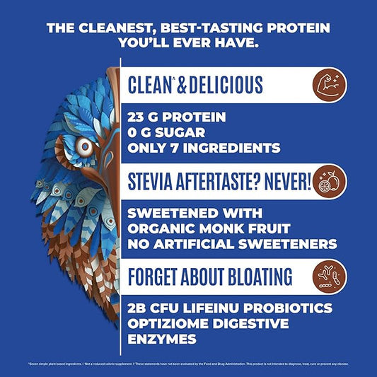 BIRDMAN Falcon Vegan Protein Powder Organic, Stevia & Sugar Free, Plant Based Protein, Low Carb, Dairy Free, Keto, Non Whey Protein, Probiotic, Pea Protein | Chocolate Flavor - 18 Servings - 1.32lb
