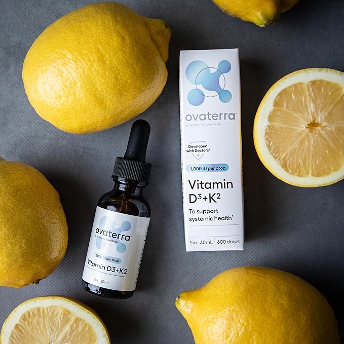 Vitamin D3 & K2 Liquid Drop Supplement 1,000 IU Vitamin D3 (Cholecalciferol) with Natural Lemon Flavor That Supports Bone, Immune & Wellness Health 600 Drops - 10 Month Supply