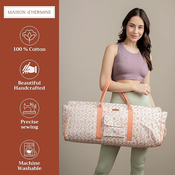 Maison d' Hermine Yoga Mat bag, Cylindrical bag for Woman&Men, yoga mat Bag &Adjustable shoulder straps Yoga Mat Carrier Bag with Drawstring Water Bottle Pocket and zipper pocket